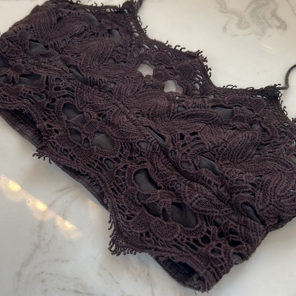 Free People lace bralette, chocolate color. - Picture 2 of 4